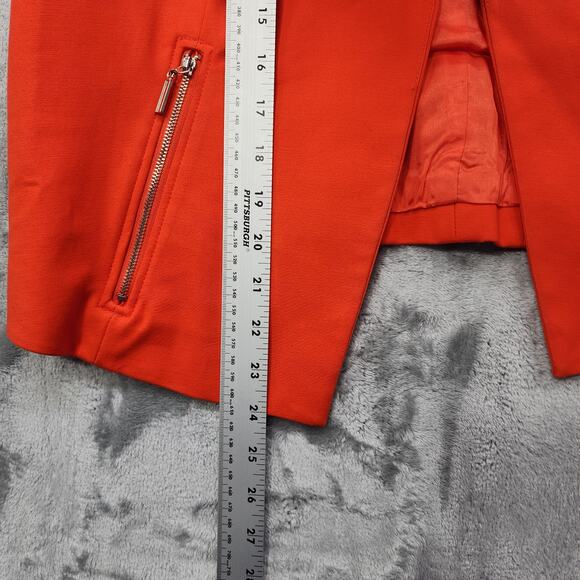 Grace Elements Womens 12 Blazer Orange Open Front Zip Pockets Lined Office - Picture 8 of 9